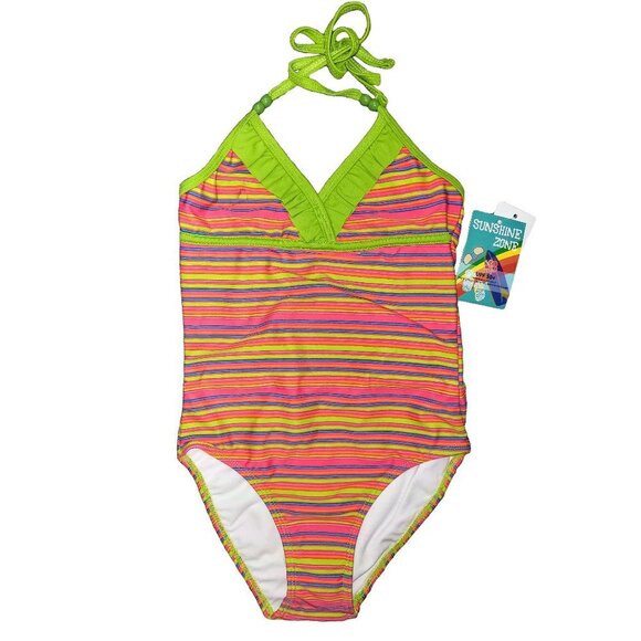Girls Swim Suit, 1 Piece Bathing Halter Suit - Picture 1 of 4